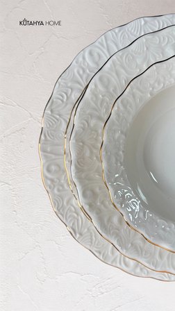 Ivory 24 Parça ALTIN Porselen Yemek Takımı - 6 Kişilik