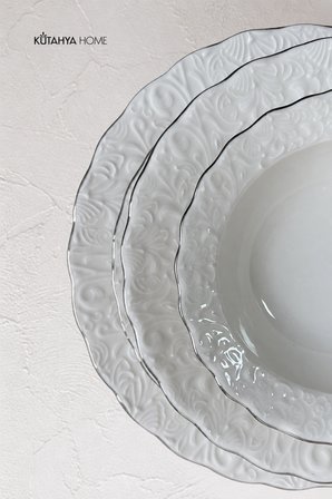 Ivory 24 Parça GÜMÜŞ Porselen Yemek Takımı - 6 Kişilik