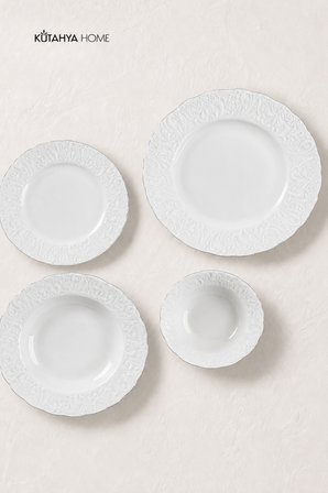 Ivory 24 Parça GÜMÜŞ Porselen Yemek Takımı - 6 Kişilik