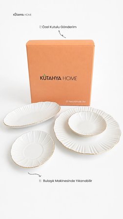Timeless Elegance 20 Parça Porselen Kahvaltı Takımı – Gold Fileli Premium Sunum Seti