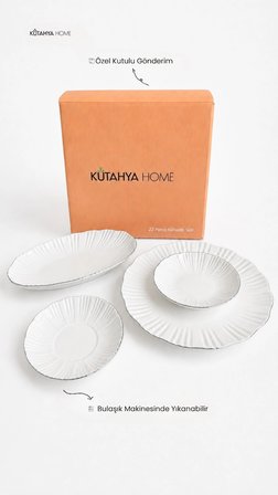 Timeless Elegance 20 Parça Porselen Kahvaltı Takımı-misafir ikram seti– Gümüş Fileli Premium Sunum Seti