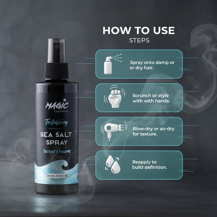 Profesyonel Deniz Tuzu Saç Spreyi 200ml – Doğal Dalgalar, Hacim Veren ve Mat Görünüm Sağlayan Formül – Tüm Saç Tipleri İçin, Unisex Sea Salt Spray