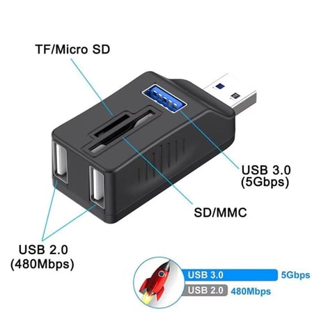 6080 Usb 3.0 Hub 5 Port Çoklayıcı SD TF Micro SD MMC Kart Okuyucu Splitter Çevirici