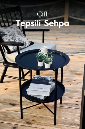 Katlanır Çift Tepsili Sehpa