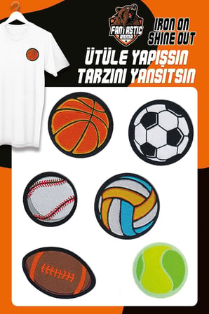 ÜTÜ İLE YAPIŞAN DOKUMA ARMA SETİ PATCH TOP, TOPLAR, FUTBOL, BASKETBOL, TENİS, VOLEYBOL TOPU