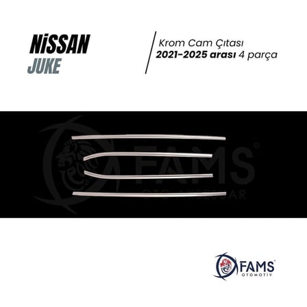 Nissan Juke Krom Cam Çıtası 4 Prç. 2021-2025 Arası P. Çelik
