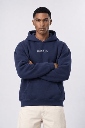 Erkek Spirit Patch Detaylı Oversize Hoodie Lacivert