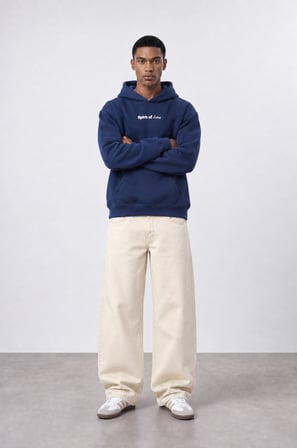 Erkek Spirit Patch Detaylı Oversize Hoodie Lacivert