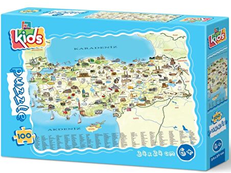 Türkiye Kültür Haritası Eğitici Puzzle/Yapboz 100 Parça