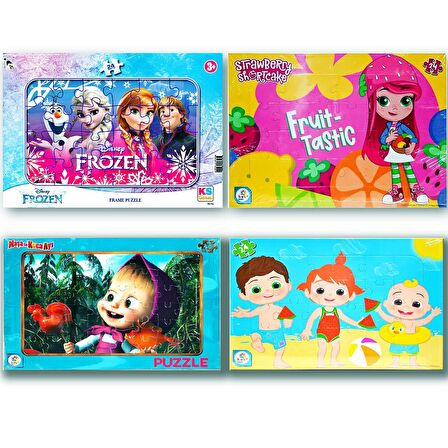 Frozen Elsa, Maşa İle Koca Ayı, Çilek Kız, Cocomelon Puzzle/Yapboz Set