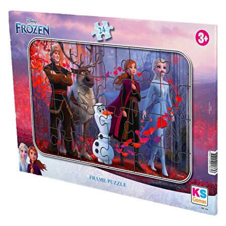 Frozen Elsa ve Maşa İle Koca Ayı  24 parça Frame Puzzle/Yapboz