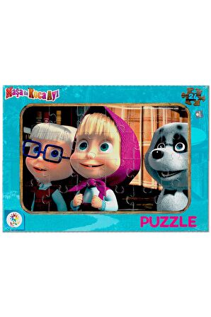 Frozen Elsa ve Maşa İle Koca Ayı  24 parça Frame Puzzle/Yapboz