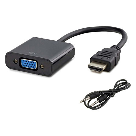 Hadron HDX2019-S HDMI (M) - VGA (F) 1080p Sesli Dönüştürücü Adaptör - Siyah