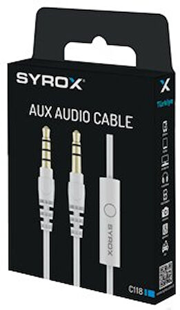 Syrox C118 1.5mt 3.5mm AUX Mikrofonlu Ses Kablosu - Siyah