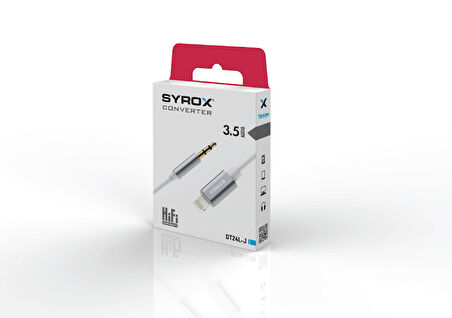 Syrox DT24L-J Lightning - 3.5mm AUX 1mt Dönüştürücü Ses Kablosu - Beyaz