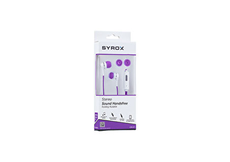 Syrox K7 3.5mm AUX 1.20mt Kablolu Mikrofonlu Kulakiçi Kulaklık - Mor