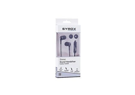 Syrox K1 3.5mm AUX 1.20mt Kablolu Mikrofonlu Kulakiçi Kulaklık - Siyah