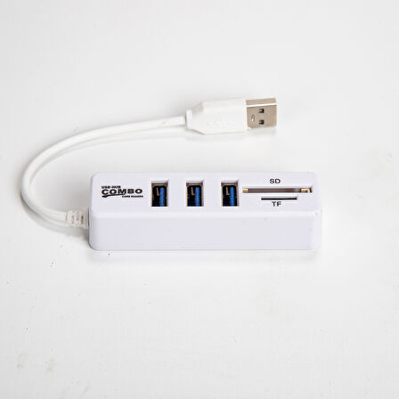 Hadron HDX7009 USB 2.0 - 3xUSB 2.0 Hub + SD/TF Kart Okuyuculu USB Çoklayıcı - Beyaz