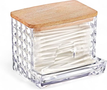 Diamond Ahşap Kapaklı 3'lü Organizer Set, Diamond Model Modern Pamukluk Düzenleyici Şık 3'lü Pamukluk Set - Şık ve Fonksiyonel Ahşap Kapaklı 3'lü Organizer Set