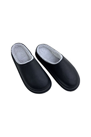 İçi Yünlü Su Geçirmez Kapalı Unisex Terlik SİYAH