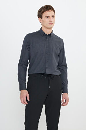 Slim Fit Dar Kesim Klasik Yaka Armürlü Gömlek