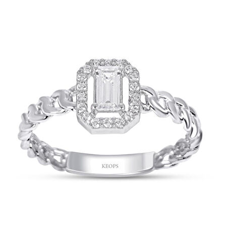 0.35 Karat Baget Pırlanta Tektaş  Yüzük