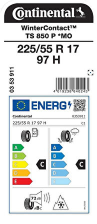 Continental 225/55 R17 97H WINTERCONTACT TS850P *MO Suv Kış Lastiği Üretim 2024