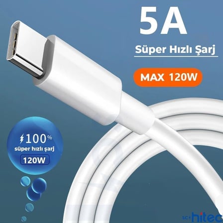 2in1 5A 120W Type-C to Type-C ve Lightning Hızlı Data ve Şarj Kablosu 120cm SX31C