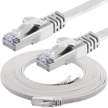 CAT7 Yassı FTP Ethernet Network Lan İnternet Kablosu, Beyaz 2 metre