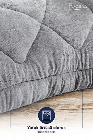 Formeya Battal Boy Lüx Gri Welsoft Yorgan Çift Taraflı