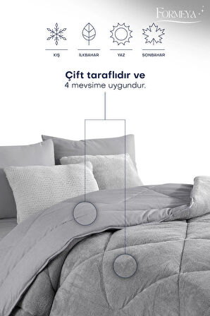 Formeya Battal Boy Lüx Gri Welsoft Yorgan Çift Taraflı