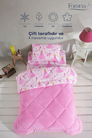 Princess Desenli Tek Kişilik Çift Taraflı Wellsoft Yorgan ve Yastık Kılıfı Seti