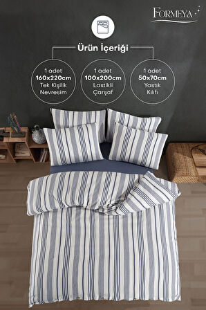 Modern Ultra Comfort Lastikli Çarşaflı Pamuklu Tek Kişilik Nevresim Takımı ( 1 Adet Yastık Kılıflı)