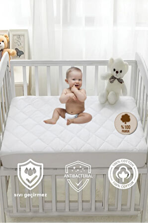 %100 Pamuk Kapitone Fitted Su Sıvı Geçirmez Bebek Alezi-Çocuk Alezi, Park Yatak Beşik Yatak Alezi