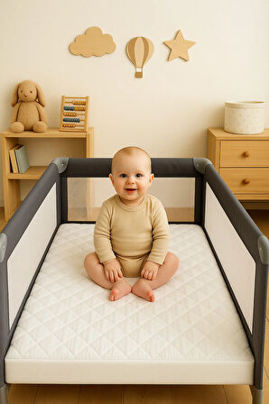 %100 Pamuk Kapitone Fitted Su Sıvı Geçirmez Bebek Alezi-Çocuk Alezi, Park Yatak Beşik Yatak Alezi