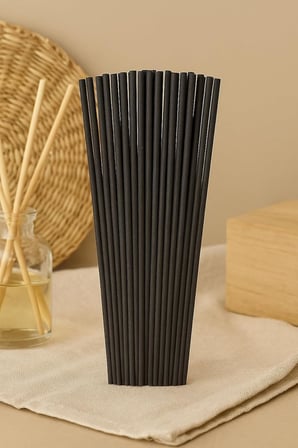 30 Adet Siyah Oda Kokusu Çubuğu Fiber Yumuşak Doğal Bambu Oda Kokusu Yedek Çubuk 24 cm