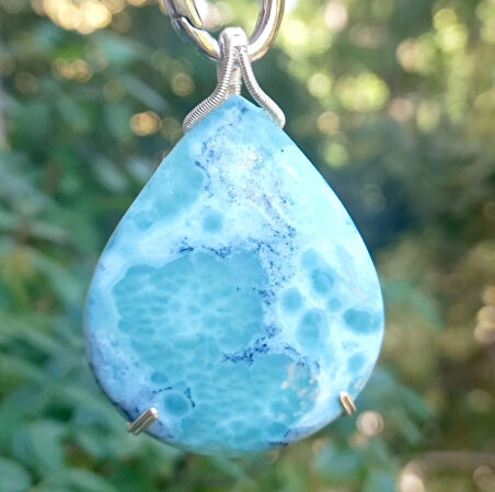 2440 Larimar Amazonit obsidyen Hematit el yapımı düğümlü kolye