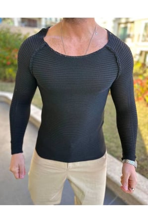 Kazak Slim Fit Triko Dar Kesim Geniş Yaka Yumuşak Dokulu Pamuklu Kazak