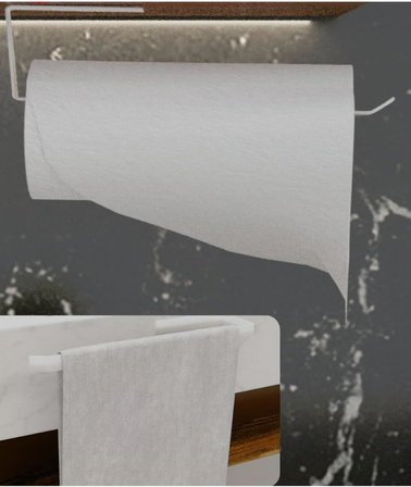 Metal Beyaz Yapışkanlı Kağıt Havluluk Yapışkanlı Havlu Askılığı, Banyo Askısı Yapışkanlı Havluluk ve Peçetelik 3M Yapışkanlı Tasarım MT72B