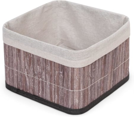 Bambu Çok Amaçlı Saklama Kutusu Düzenleyici Kare Organizer, Dekoratif Bambu Düzenleyici GRİ (20x20x13cm)