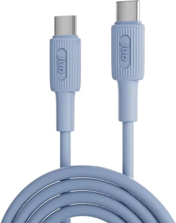 60W USB Type-C to Type-C Silikon Hızlı Şarj ve Data Kablosu Mavi 1 Metre