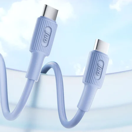 60W USB Type-C to Type-C Silikon Hızlı Şarj ve Data Kablosu Mavi 1 Metre