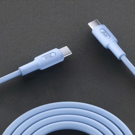 60W USB Type-C to Type-C Silikon Hızlı Şarj ve Data Kablosu Mavi 1 Metre