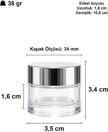 Mini Şeffaf Cam Kavanoz, 10 ml Hacimli, Sızdırmaz Aynalı Kapaklı, Krem ve Kozmetik Saklama Kutusu, Lip Balm 1 Adet