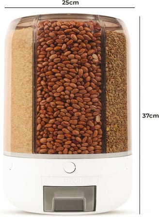 Bakliyat Organizeri, Bakliyat Saklama Kabı, 10 Kg Kapasiteli Styles Gıda Ve Bakliyat Saklama Kabı 6 Gözlü (10KG)