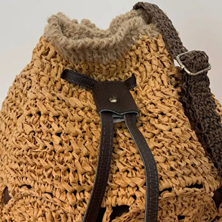 Uretti - Banu 4978 El Yapımı Kağıt İp Kahverengi Sırt Çantası