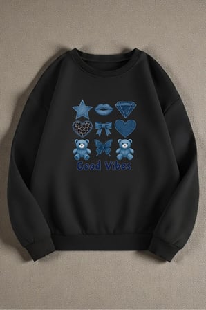 Çok Renkli Baskılı & Baskısız Sweatshirt 3'lü Fırsat Paketi