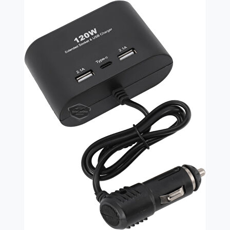 Üniversal 3 lü Çakmak Soketi 120W Çakmaklık Çoğaltıcı 2 Usb 1 Type-c Araç Şarj Cihazı Çakmaklık Şarj Çakmak Çoklayıcı 12v/24v