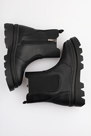 Yüksek Taban Lastikli Fermuarlı Çocuk Bot 