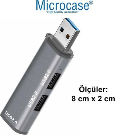 USB 3.0 3 Port Mini USB Çoklayıcı Hub 8 cm Gri - AL2740